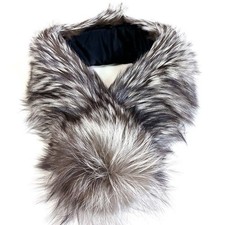 Saga Fox Fur Shawl Scarf Brown White 43in Japan Vintage Used Excellent Condition