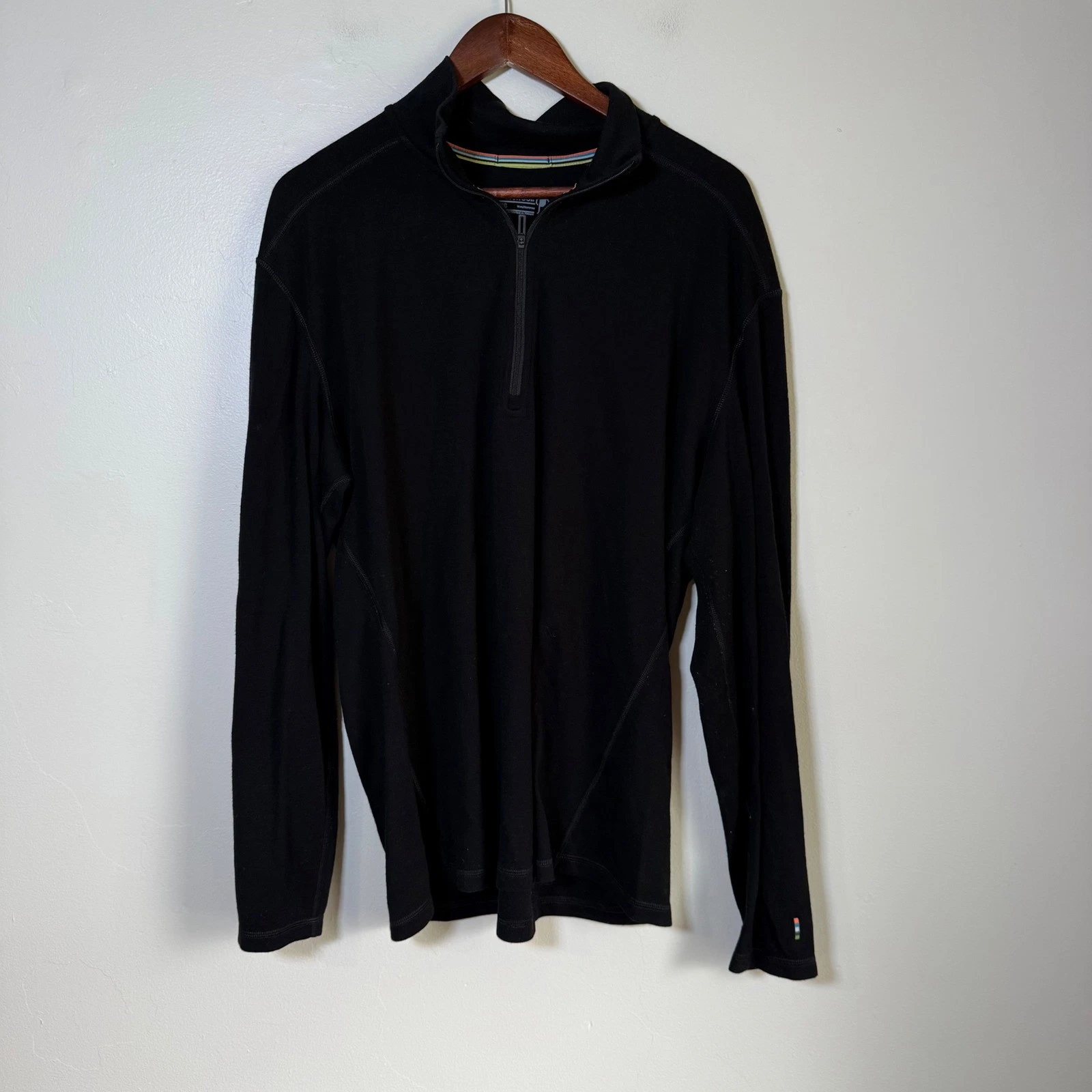 Smartwool Merino 250 Quarter Zip Thermal Base Layer Top Size XL Black