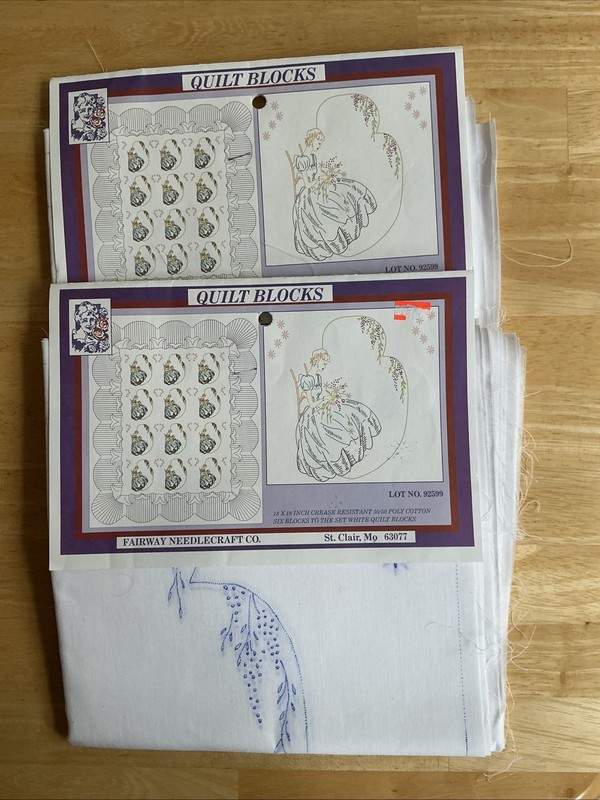 12 Nojae Of Fairway Quilt Blocks LADY WITH FLOWERS 18”x 18” Blocks S92599 New