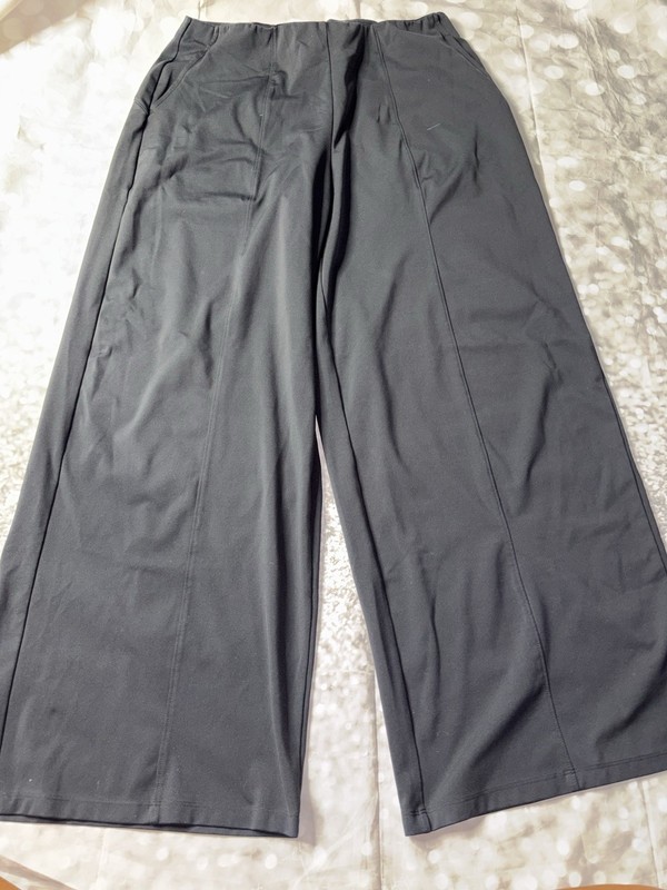 Old Navy High Rise PowerSoft Wide Leg Pants Black Stretch Pockets Womens XL