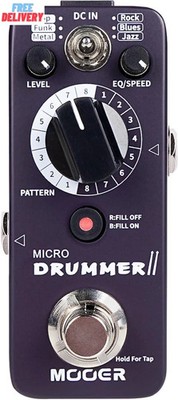 Micro Drummer II Drum Machine Guitar Pedal Effect with FILL Function, 48 Drum Gr