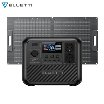 BLUETTI AC70 Powerstation 1000W LiFePO4 768Wh mit 100W Solarpanel Solargenerator