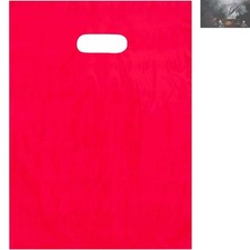 Attractive 12x15 Red Die Cut Handle Plastic Bags - 100 Count for Merchants