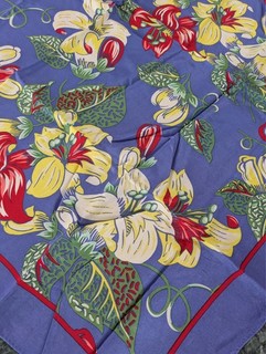 Vintage Women's Scarf Ralph Lauren Polo Large Blue Floral