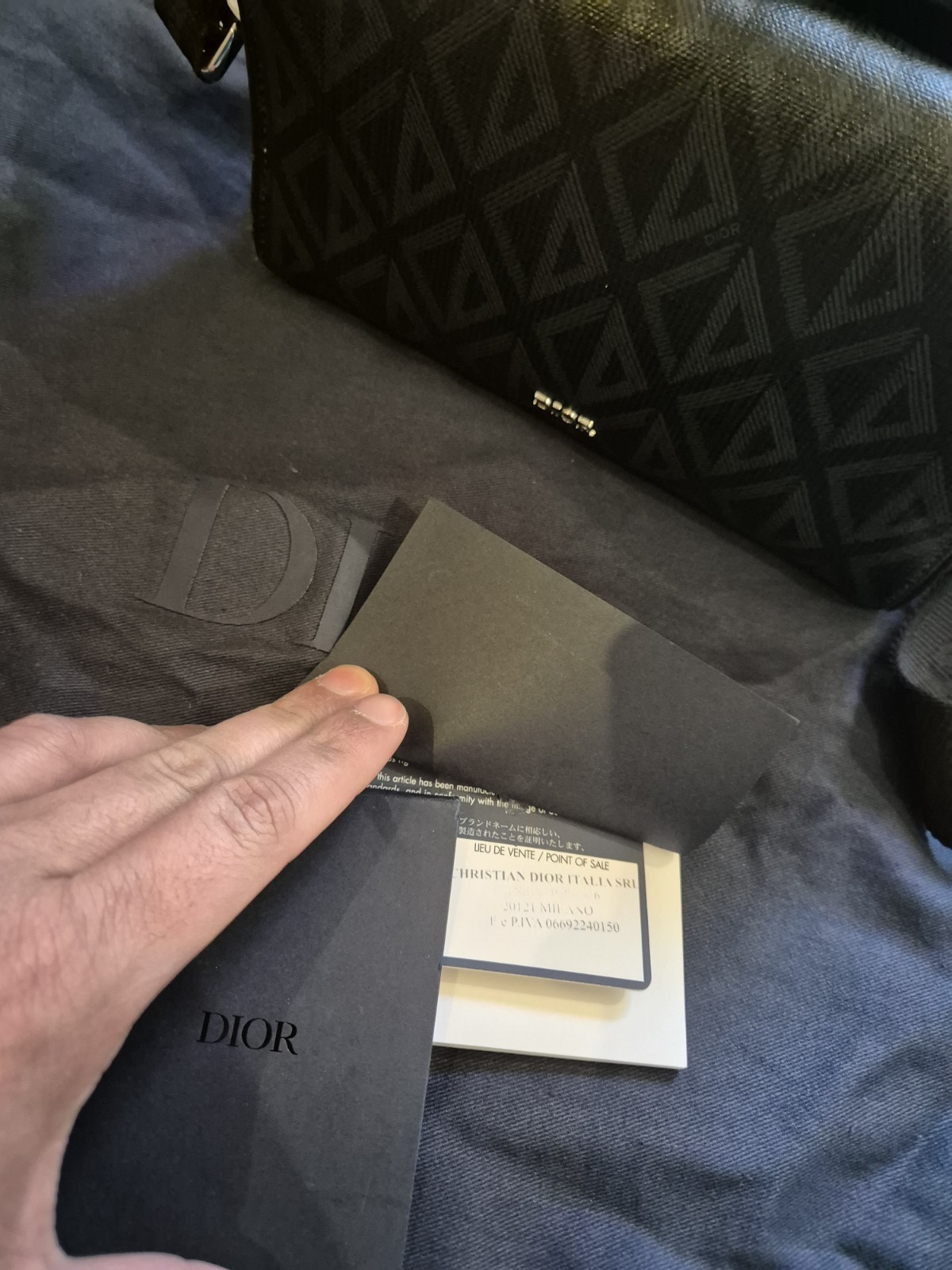 AUTHENTIC Christian Dior Canvas CD Diamond Lingot 22 Bag Black With Dustbag image 3