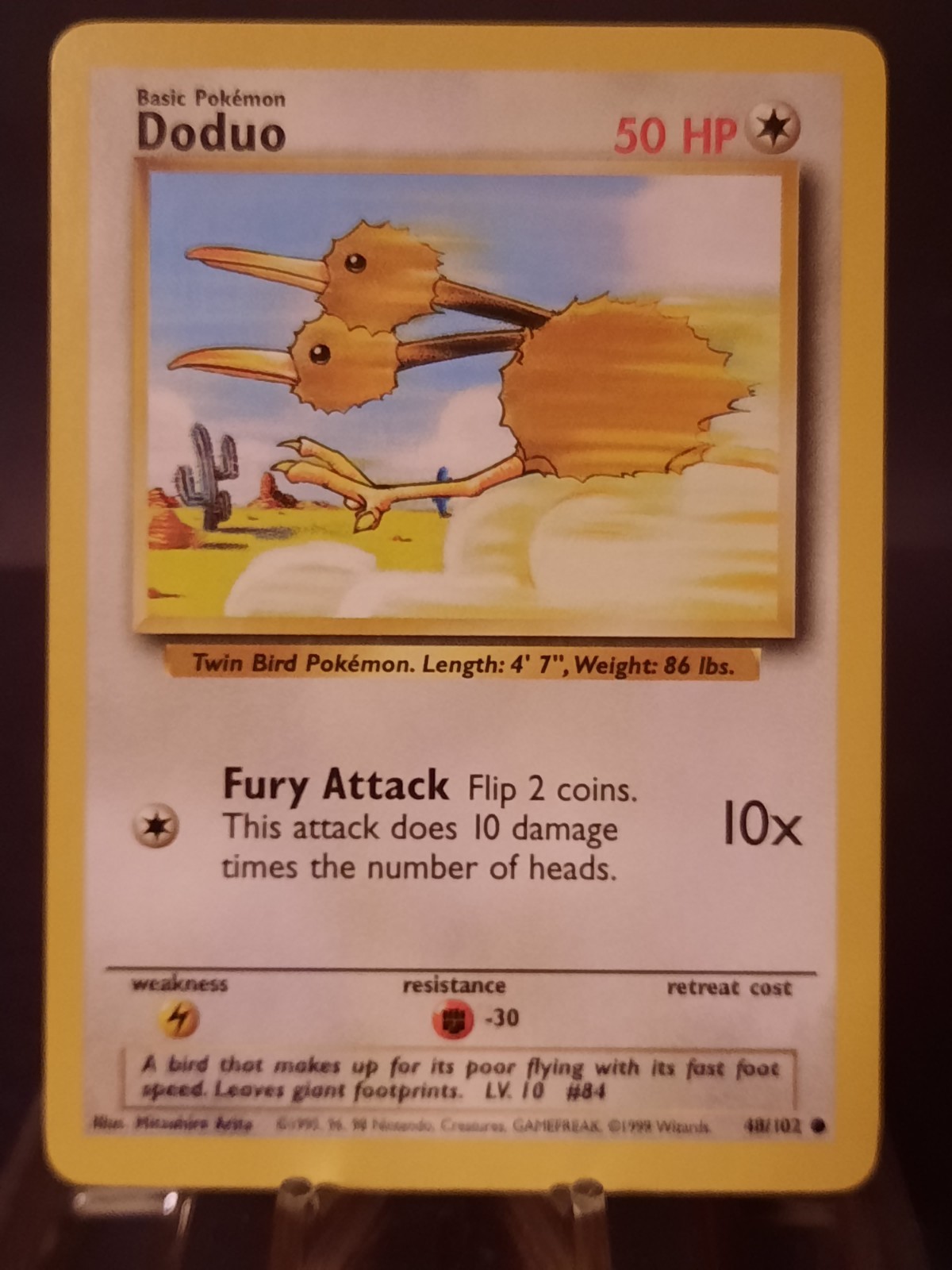 Doduo 48/102 - Base Set Unlimited - Vintage WOTC Pokemon Card 1999 TCG ( MINT )