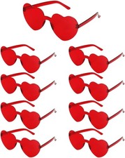 9 Pairs Heart Glasses Heart Shaped Frameless Sunglasses Trendy Transparent Color