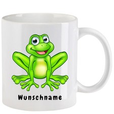 Tasse mit Frosch Cartoon  - mit oder ohne Wunschname - 10 Motive