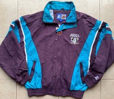 Anaheim Mighty Ducks 90s STARTER windbreaker jacket M purple teal NHL hockey vtg