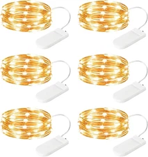 Minetom 6 Pack Fairy Lights Battery Operated String Lights - 7Ft 20 LED Waterpro