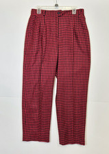 Koret Vintage 1980s Red Houndstooth Peg Leg Trouser Pants sz 14