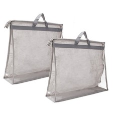 2 x Handbag Dust Bags Clear Purse Storage Organizer XXL Size PVC Light Gray