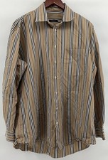 Burberry London Men's Made In USA Icon Stripe Button Down Long Sleeve Shirt
