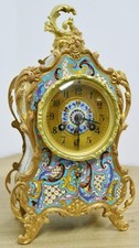 Amazing Antique French 8 Day Striking Bronze & Champleve Enamel Mantle Clock