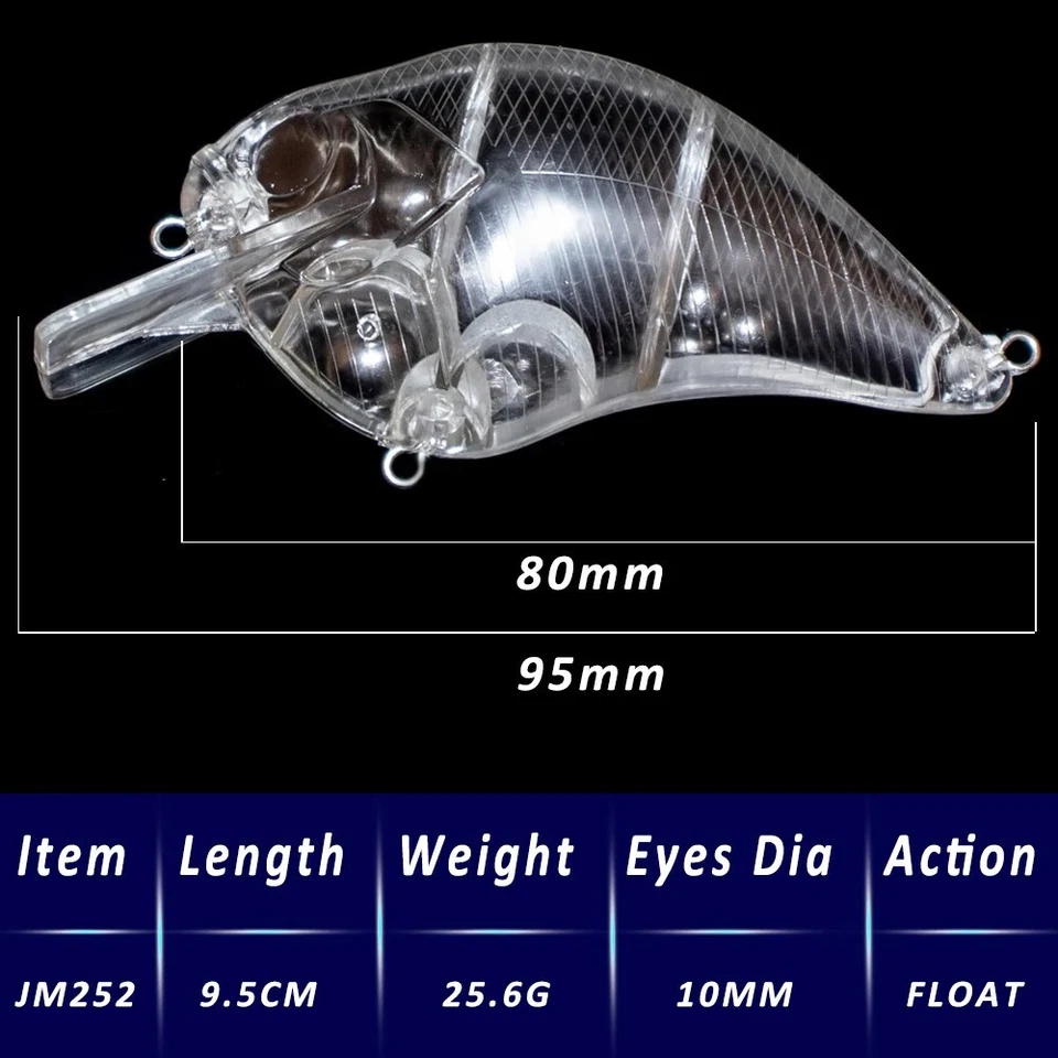 5 Stück große unlackierte Crankbait 9,5 cm 25,6 g Floating Blanks Wackel... - Bild 2 von 4