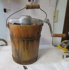 VINTAGE WHITE MOUNTAIN 2 QT HAND CRANK ICE CREAM FREEZER MAKER WOOD