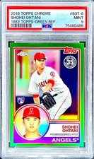 Shohei Ohtani RARE ROOKIE RC GREEN REFRACTOR /99 SSP TOPPS CHROME NON AUTO PSA 9