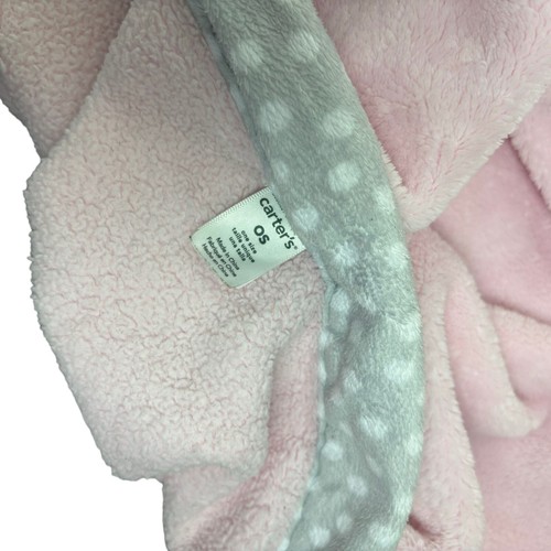 CARTER'S Pink Mommy & Me Blanket Elephants Polka Dots 30x39 Gray Trim Mom Baby - Picture 5 of 5