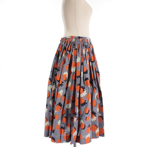 Marni NWT Daisies Party Chambray Skirt Size 44 US 8 in Blue/Orange/White Floral - Picture 2 of 10