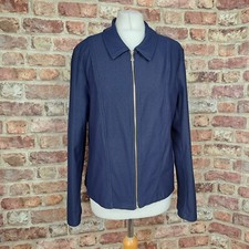 Kim & Co Jacket Womens Large Denim Bomber Blue Stretch Zip Front