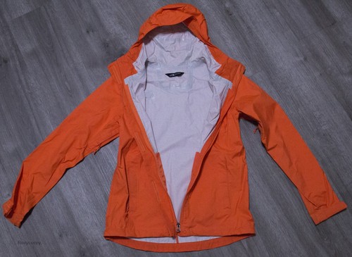 The North Face Womens Stow Jacket Orange Hooded Rain Coat Windbreaker Small - Picture 2 of 3