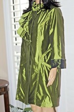 Vintage 90s Flair Iridescent Green Raincoat Ladies Size Small