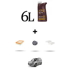 HOFFCAR Kit tagliando 3 FILTRI e 6L OLIO per Renault Kangoo II 1.5 Dci 66kw Dal 