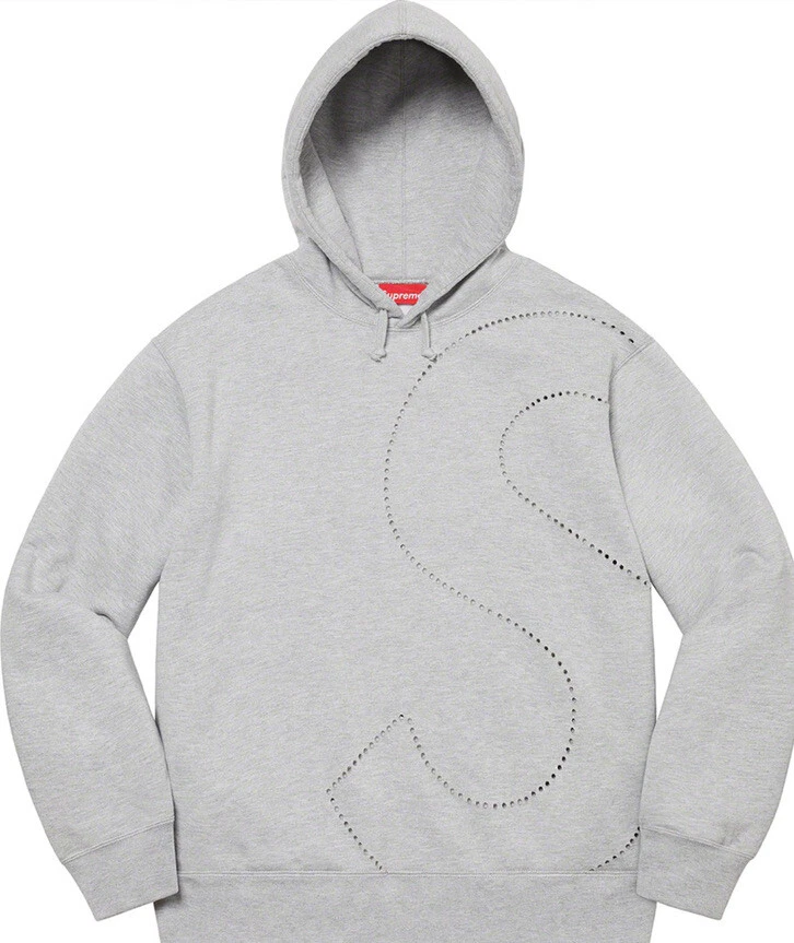 Sweat à capuche logo Supreme Laser Cut S grand gris