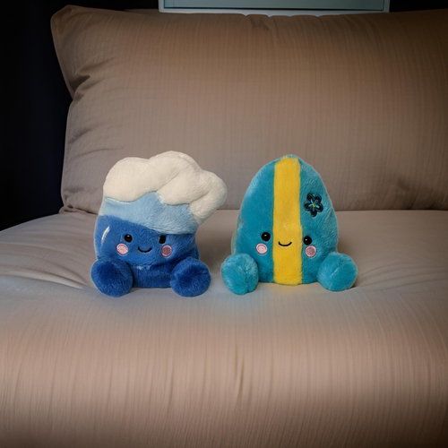 Set of 2 FYNN SURFBOARD & SHOREY WAVE Palm Pals 5" Stuffed Beach Plush, Aurora - Picture 3 of 11