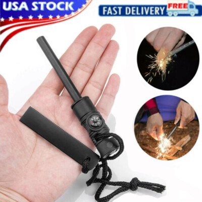 Fire Starter Flint Steel Striker Survival Kit Ferro Rod Camping Outdoor Tool