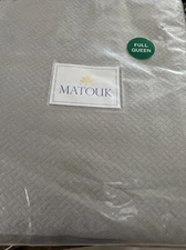 Matouk Queen Matelasse Coverlet Soleri Silver Egyptian Cotton Geometric