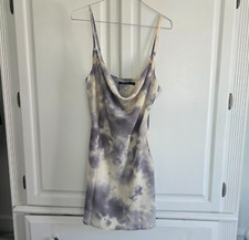 NWT Nasty Gal Purple and Ivory Tie Dye Dress, Size 4