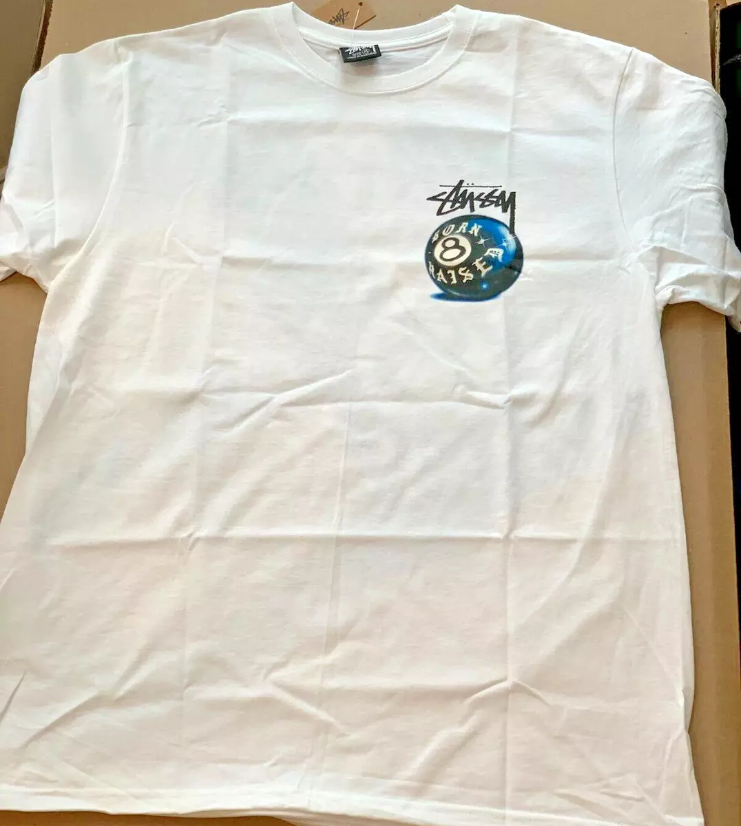 Stussy Born x Raised 8 Ball Tee white XL-