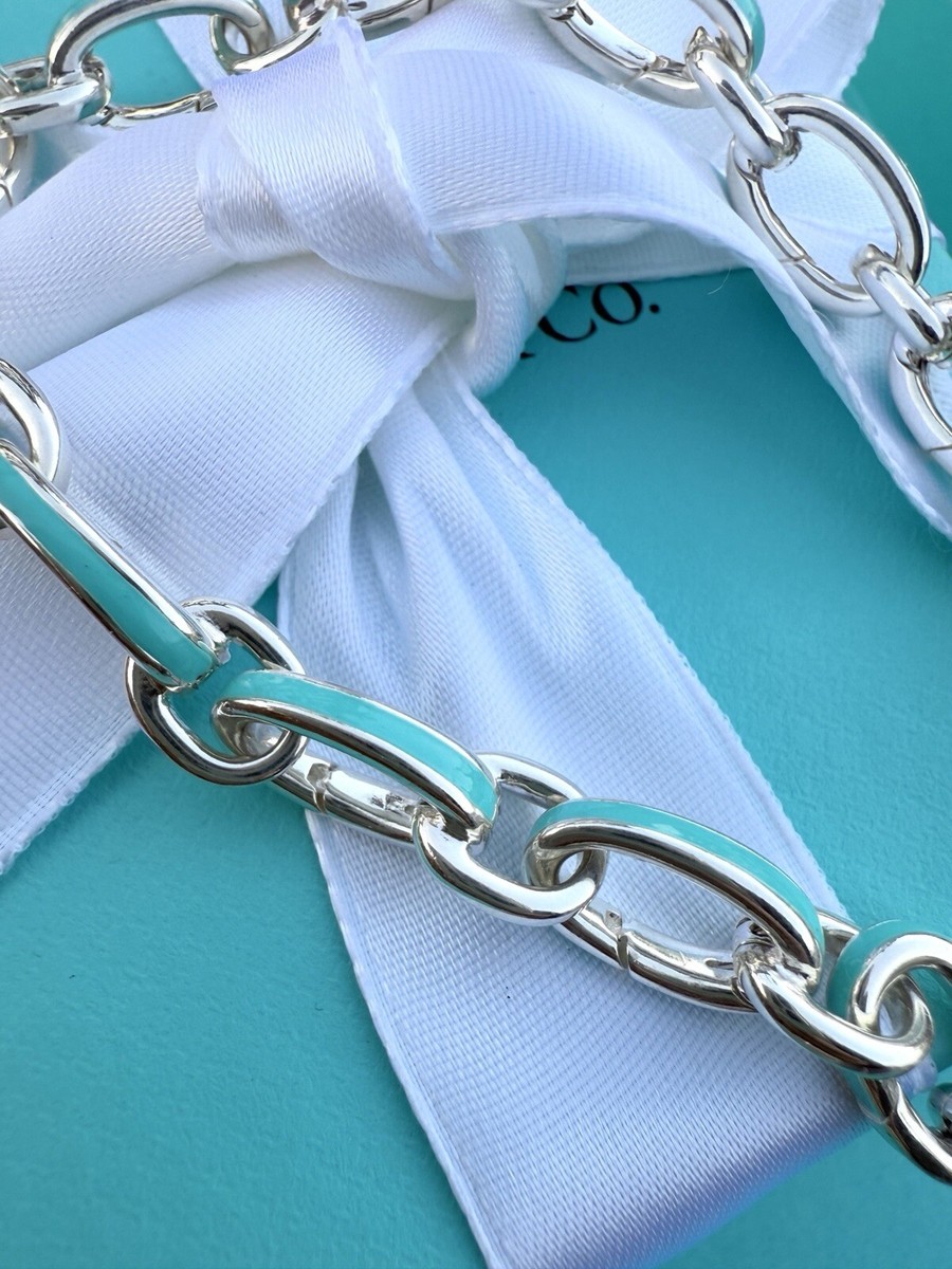 【Tiffany & Co】Oval Link ブレスレット Tiffany & Co. Blue Enamel Clasping Oval Link bracelet For