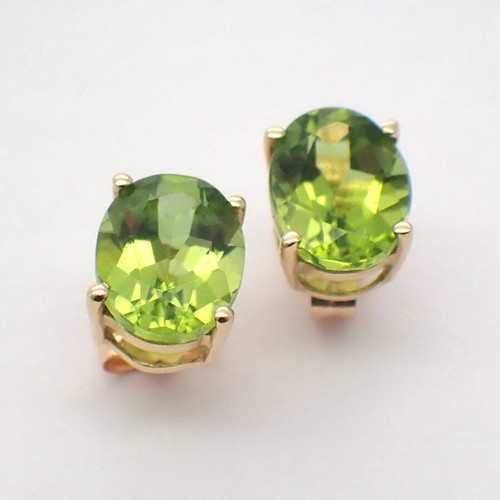 Peridot Stud Earrings 14K Gold - Picture 2 of 5