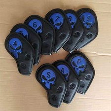 9pcs Blue Skull Golf Headcovers Iron Club Head Cover 4-9,P,A,S Fit all Brands