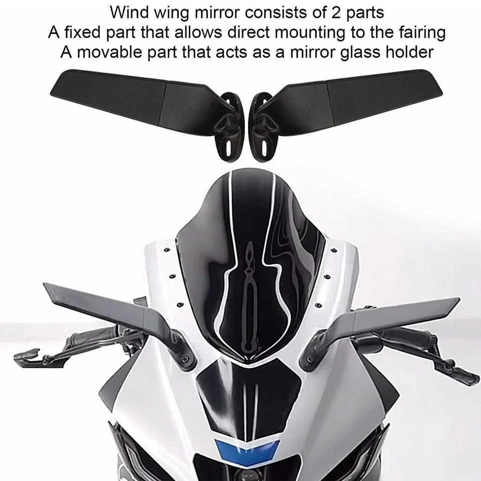 Side Mirrors Fit For Yamaha YZF R1 R3 R6 Rearview Wind Wing Mirror Adjustable Foto 3 de 4