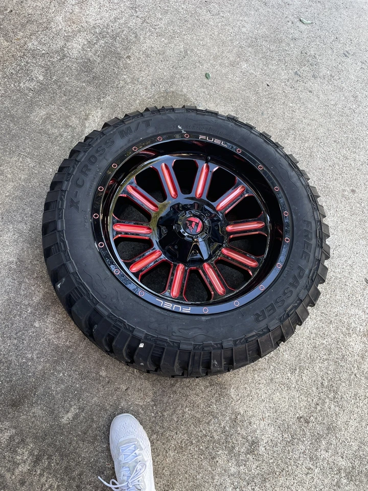 rims, fuel, off road rims, red and black, 20X12, 5 Set Rims, 6 lug nut rims, - Image 2 of 4