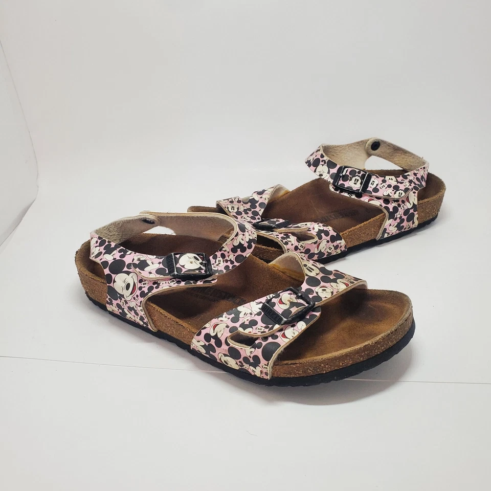 Birkenstock Niños Rio Birko-Flor Divertido Mickey Cabezas Rosa 34 Foto 3 de 4
