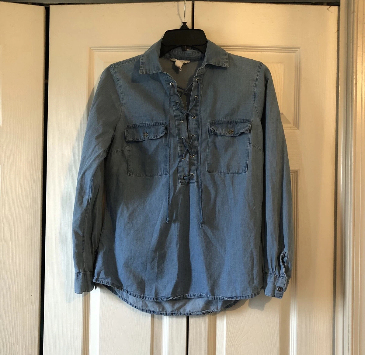 Lace up best sale denim shirt