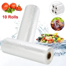 10 Rolls 12"x16" Clear Plastic Produce Bags on Roll Grocery Food Bread Storage