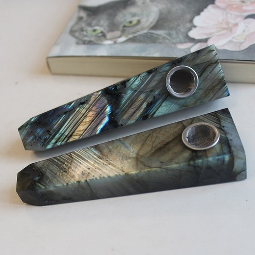 10Pcs Natural Colorful Labradorite Quartz Crystal Reiki Point Wand Smoking Pipe - Bild 6 von 12