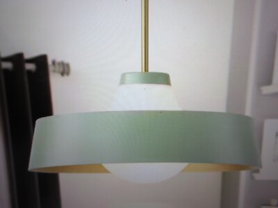 Rennnsan Winnie 1-Light Green Mid-Century Modern Pendant Light Opal Glass Shade