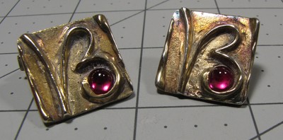 Vintage Signed Douglas LeTendre Sterling & Ruby Cabochon 