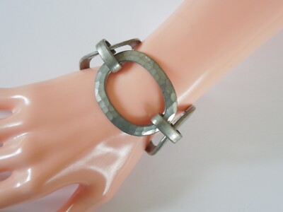 Vintage Bent Larsen Design Tin Bracelet With 4 Large Oval Links Length 21 Cm