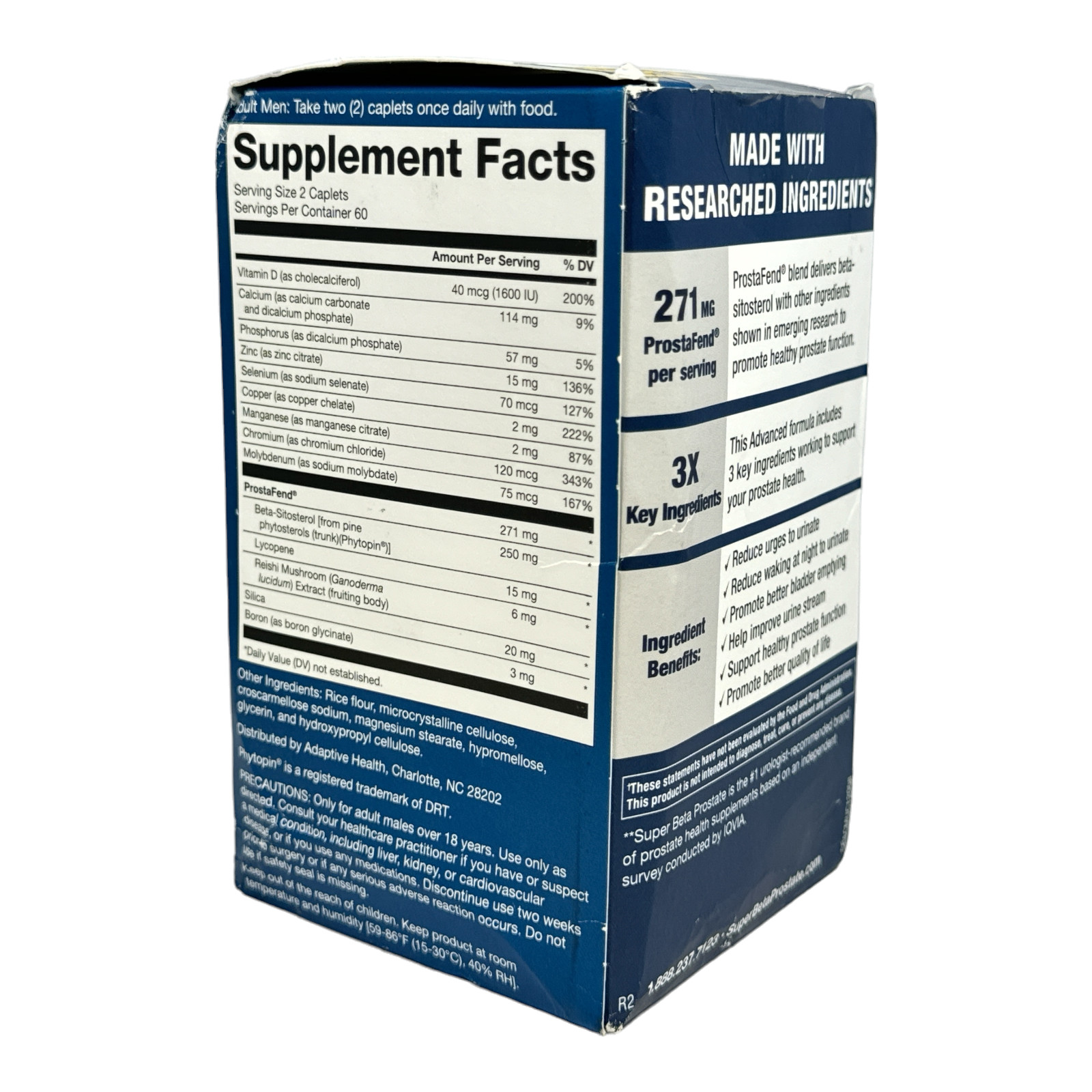 Super Beta Prostate Advanced 3X Key Ingredients Dietary Supplement -120 Count-