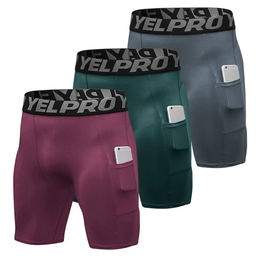 3 Pack Men Compression Shorts Active Workout Underwear with Pocket Shorts - Bild 16 von 34