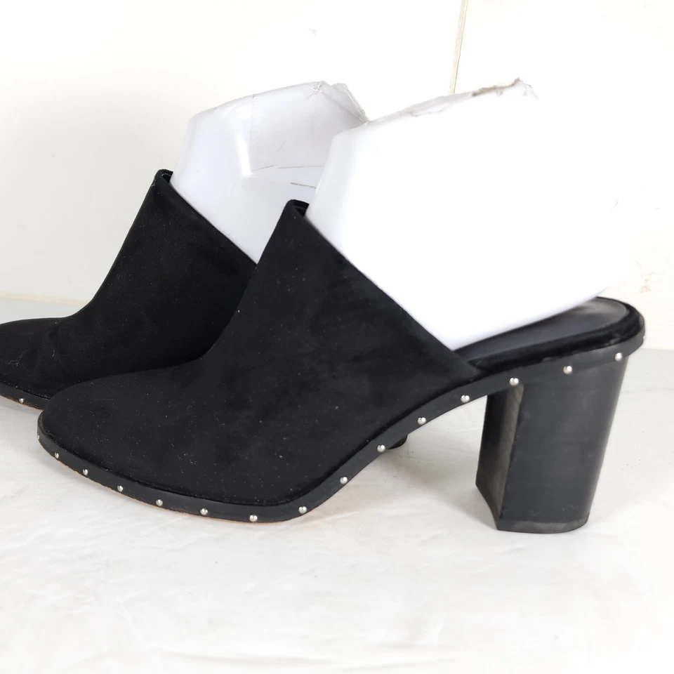 Rebecca Minkoff Women’s Gayln US 7M Black Suede Studded Stacked Heel Mule Shoes  - Image 2 of 4