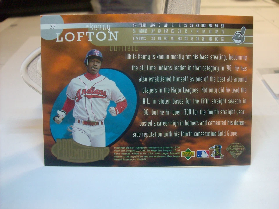 1997 Upper Deck UD3 Baseball  #37 - Kenny Lofton PM - Cleveland Indians  97-029 - Image 2 of 2