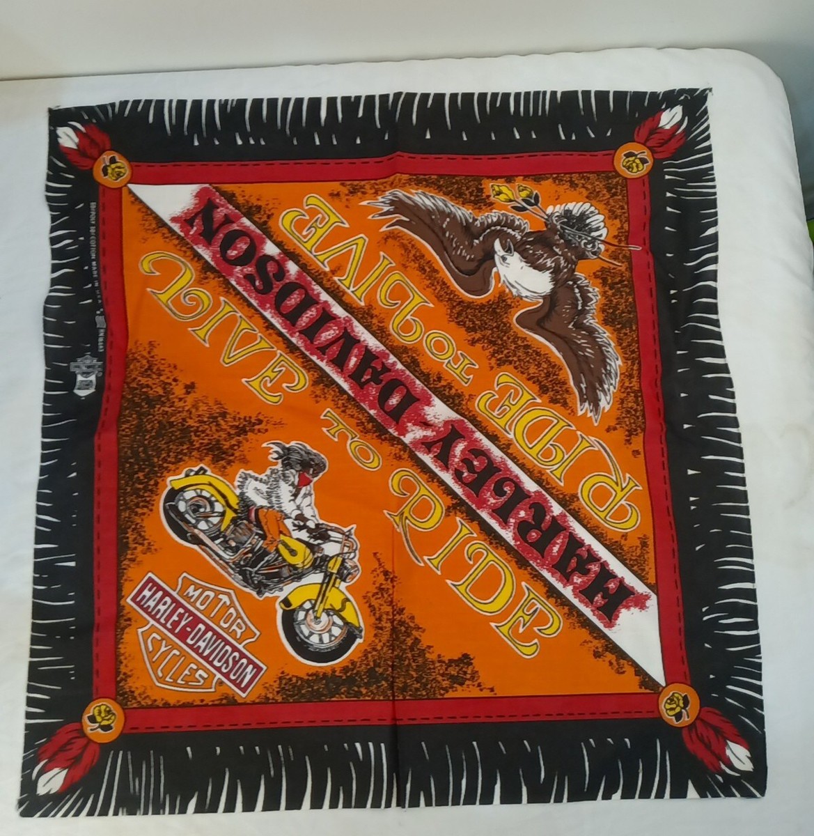 Vintage Official Harley Davidson Scarf Bandana Wall Decor RN
